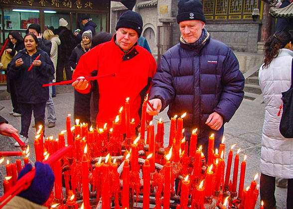 Burning incense for praying 